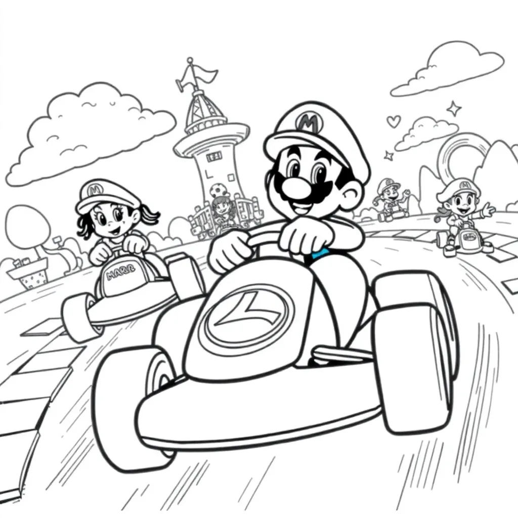 Mario Kart coloring page