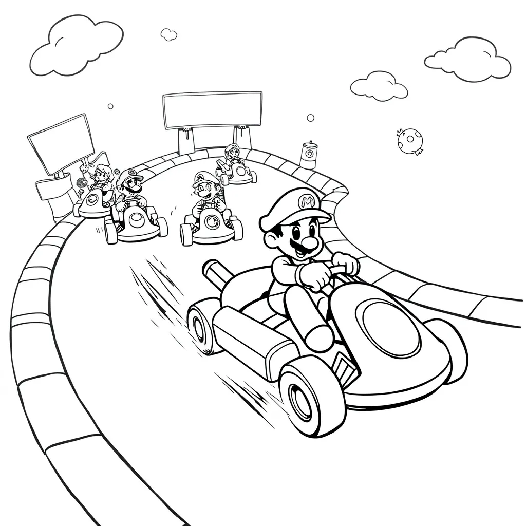 Mario Kart coloring page