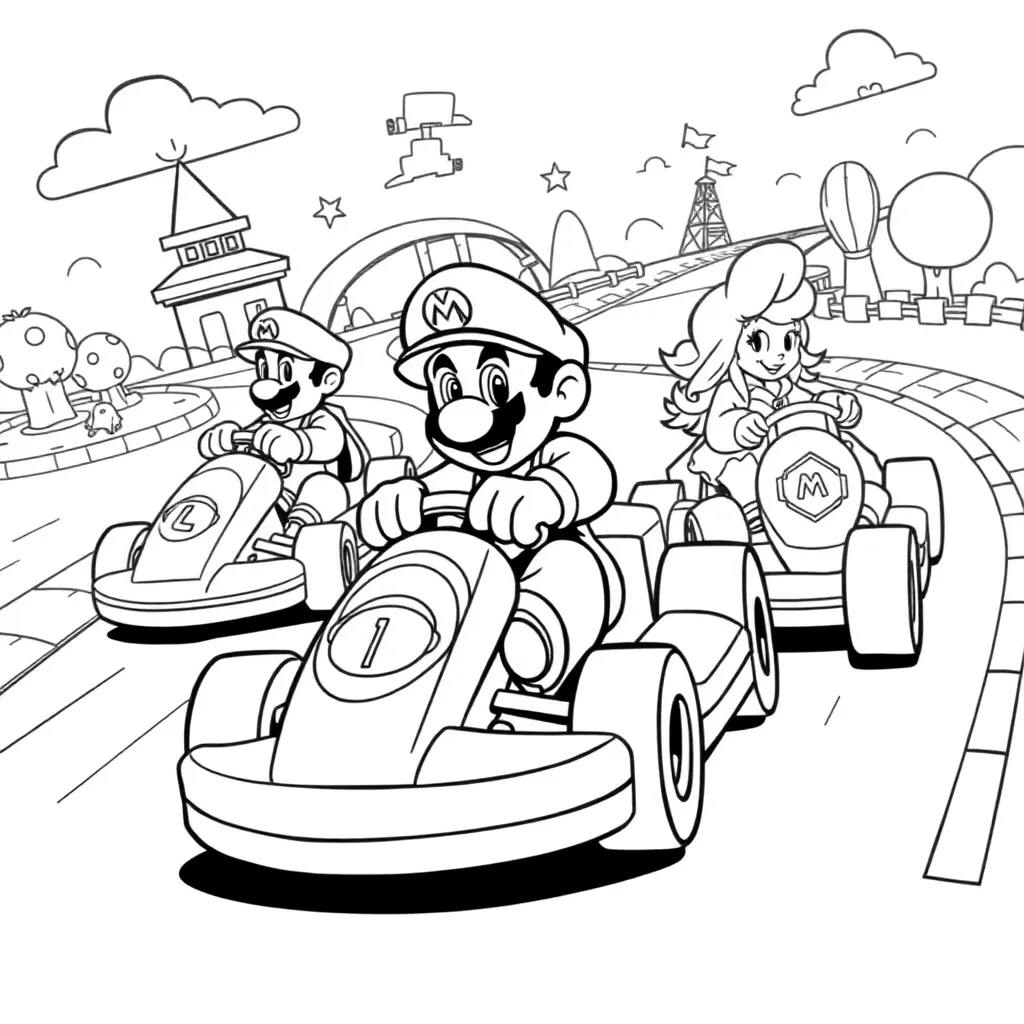Mario Kart coloring page