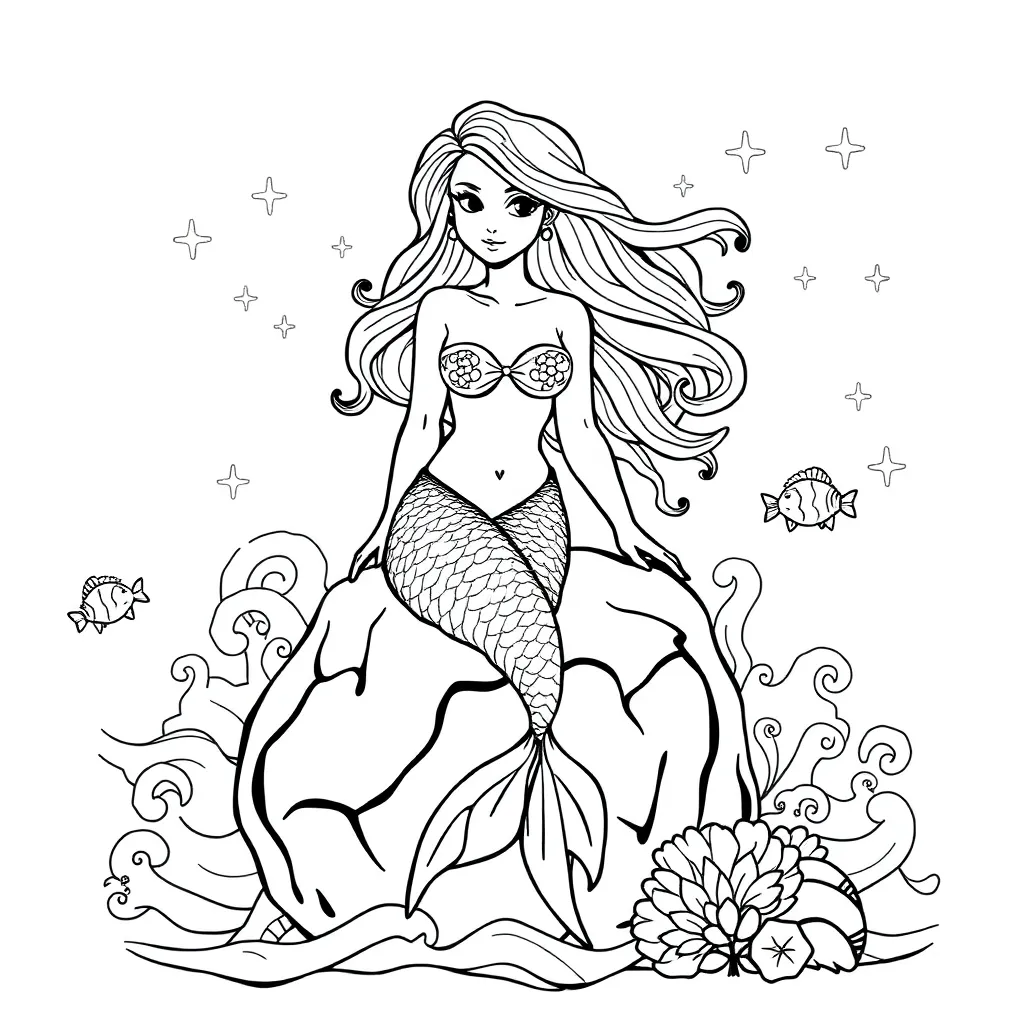 Mermaid coloring page