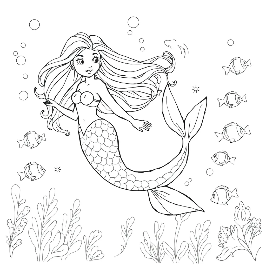 Mermaid coloring page