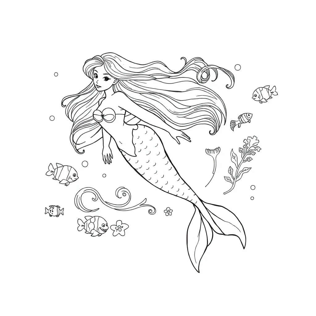 Mermaid coloring page