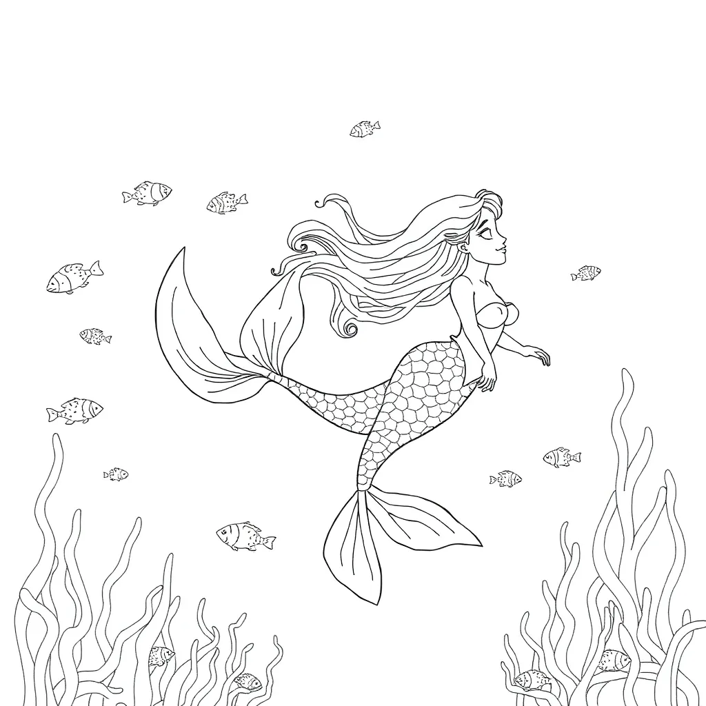 Mermaid coloring page