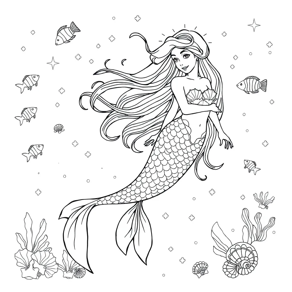 Mermaid coloring page