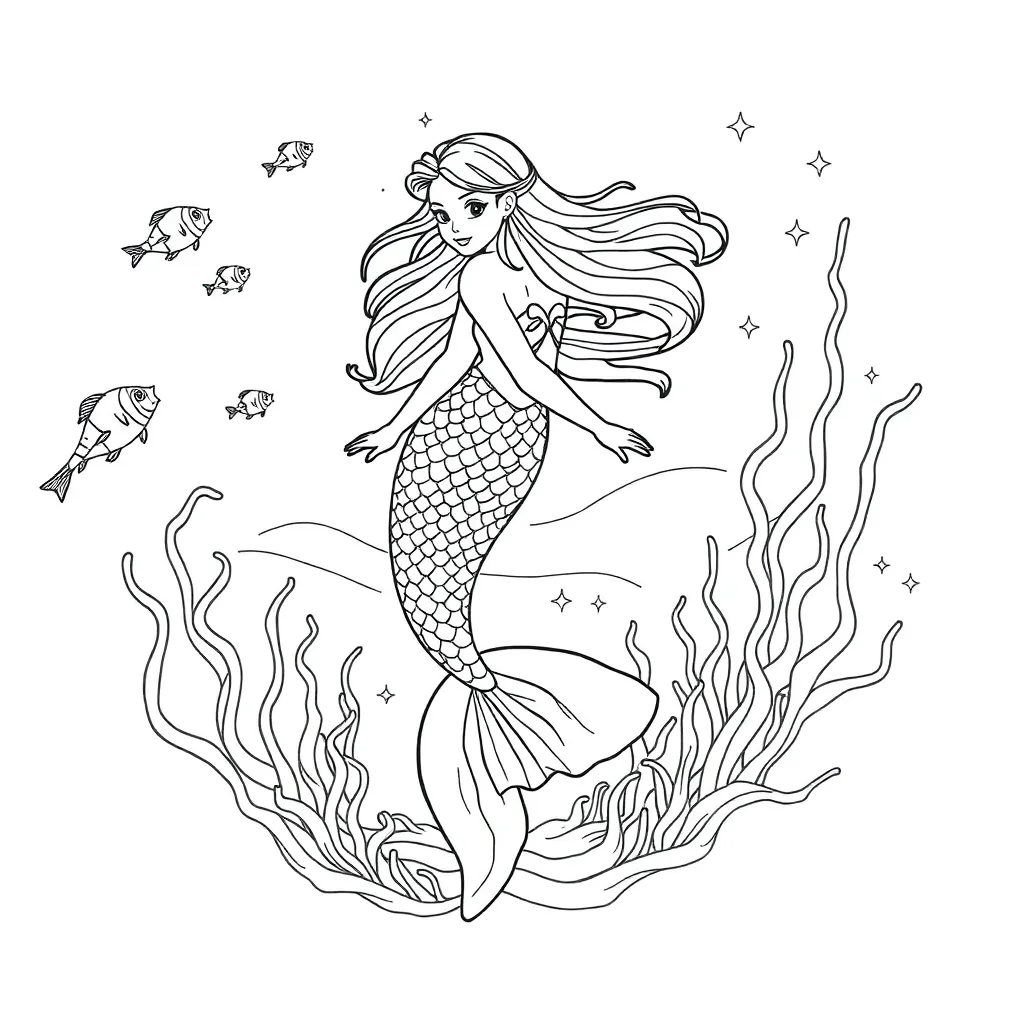 Mermaid coloring page