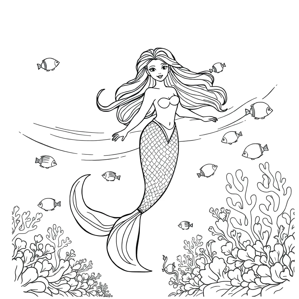Mermaid coloring page