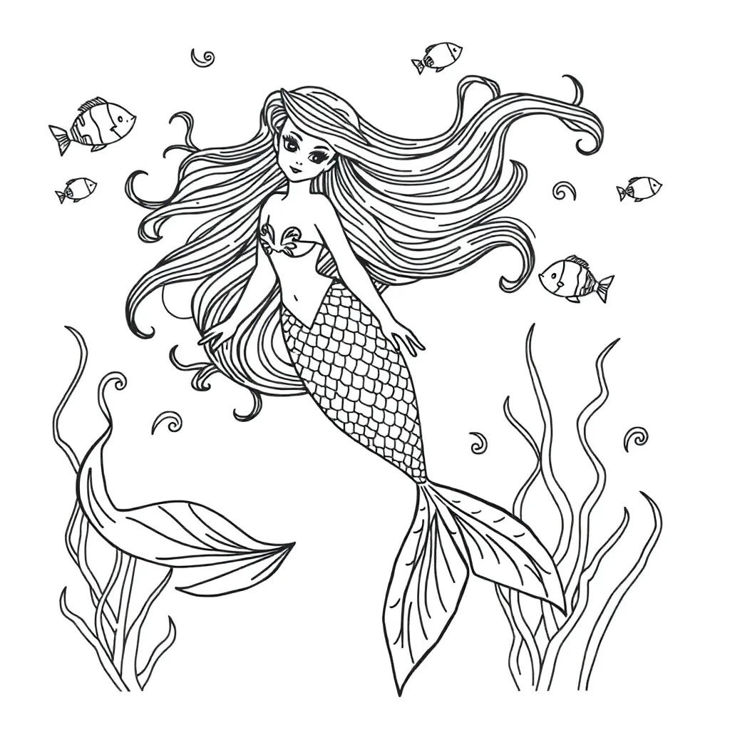 Mermaid coloring page