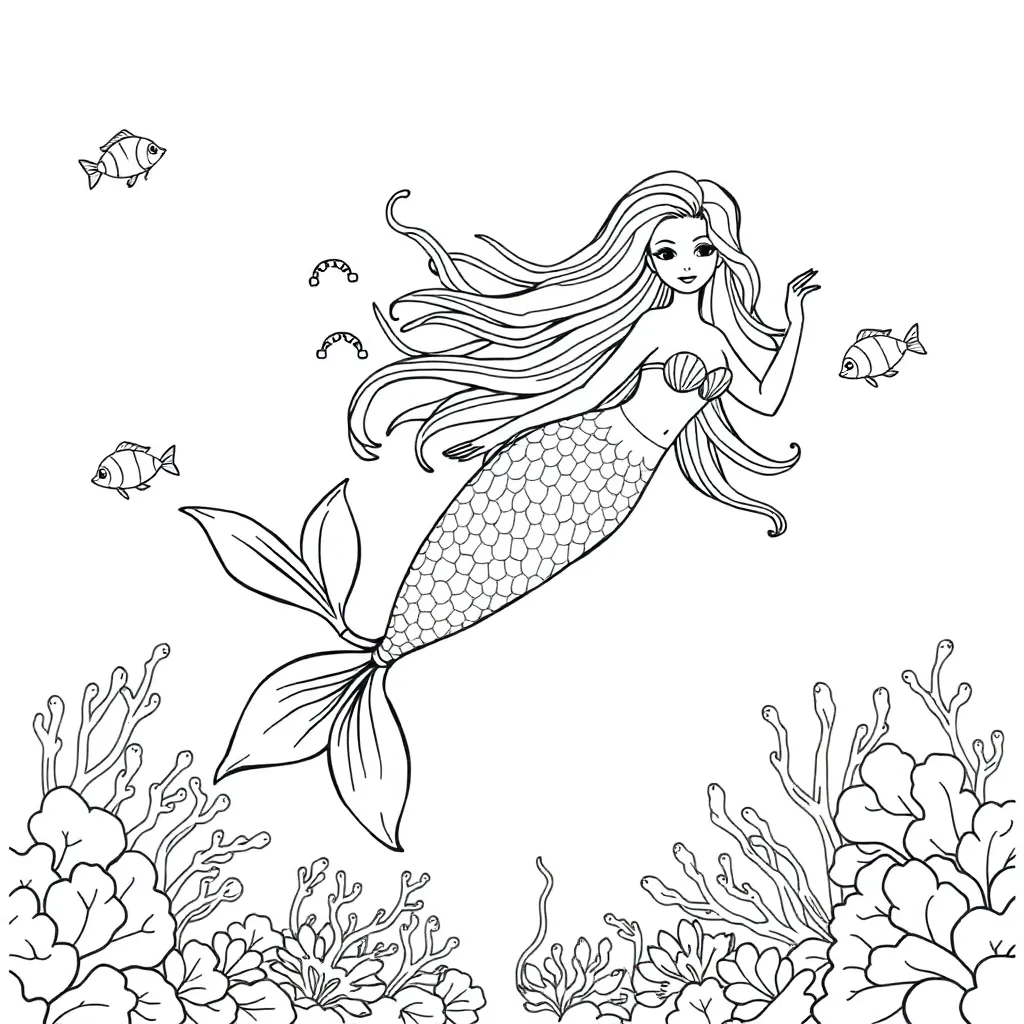 Mermaid coloring page