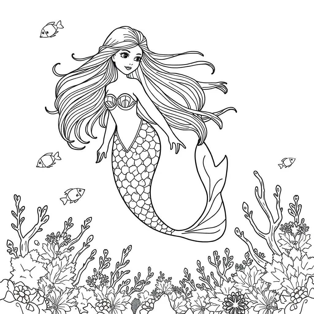 Mermaid coloring page