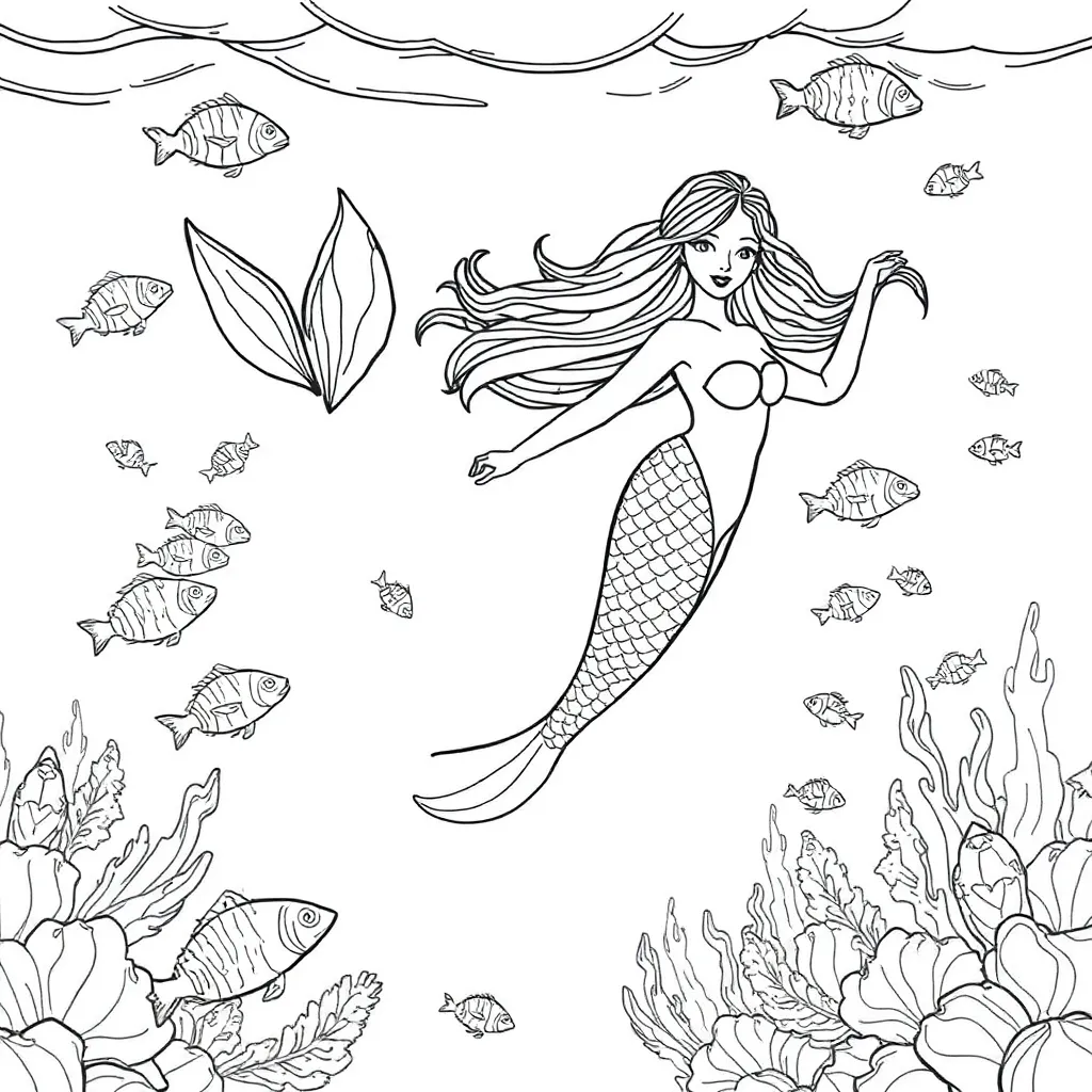 Mermaid coloring page