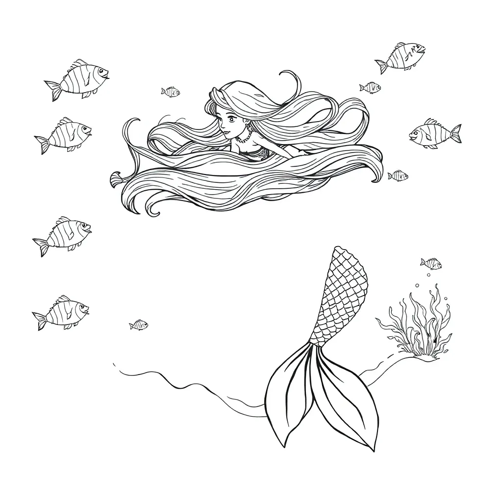 Mermaid coloring page