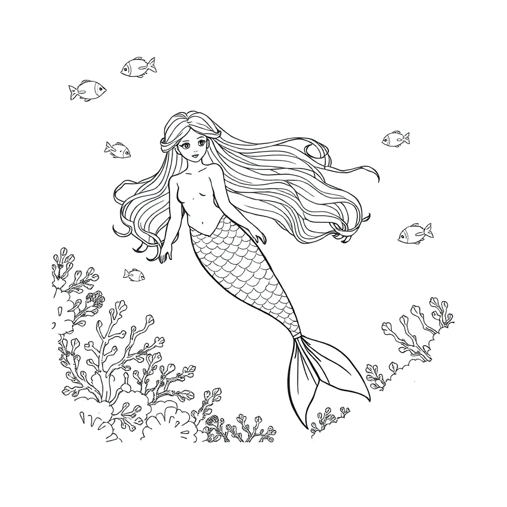 Mermaid coloring page