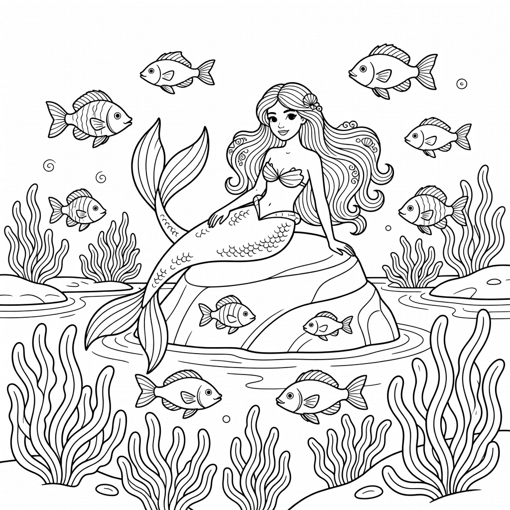 Mermaid coloring page