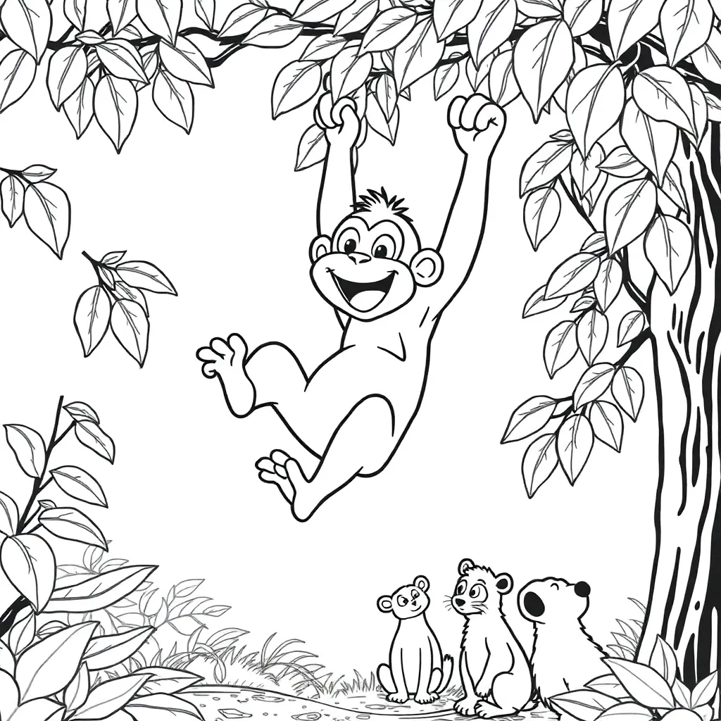 Monkey coloring page