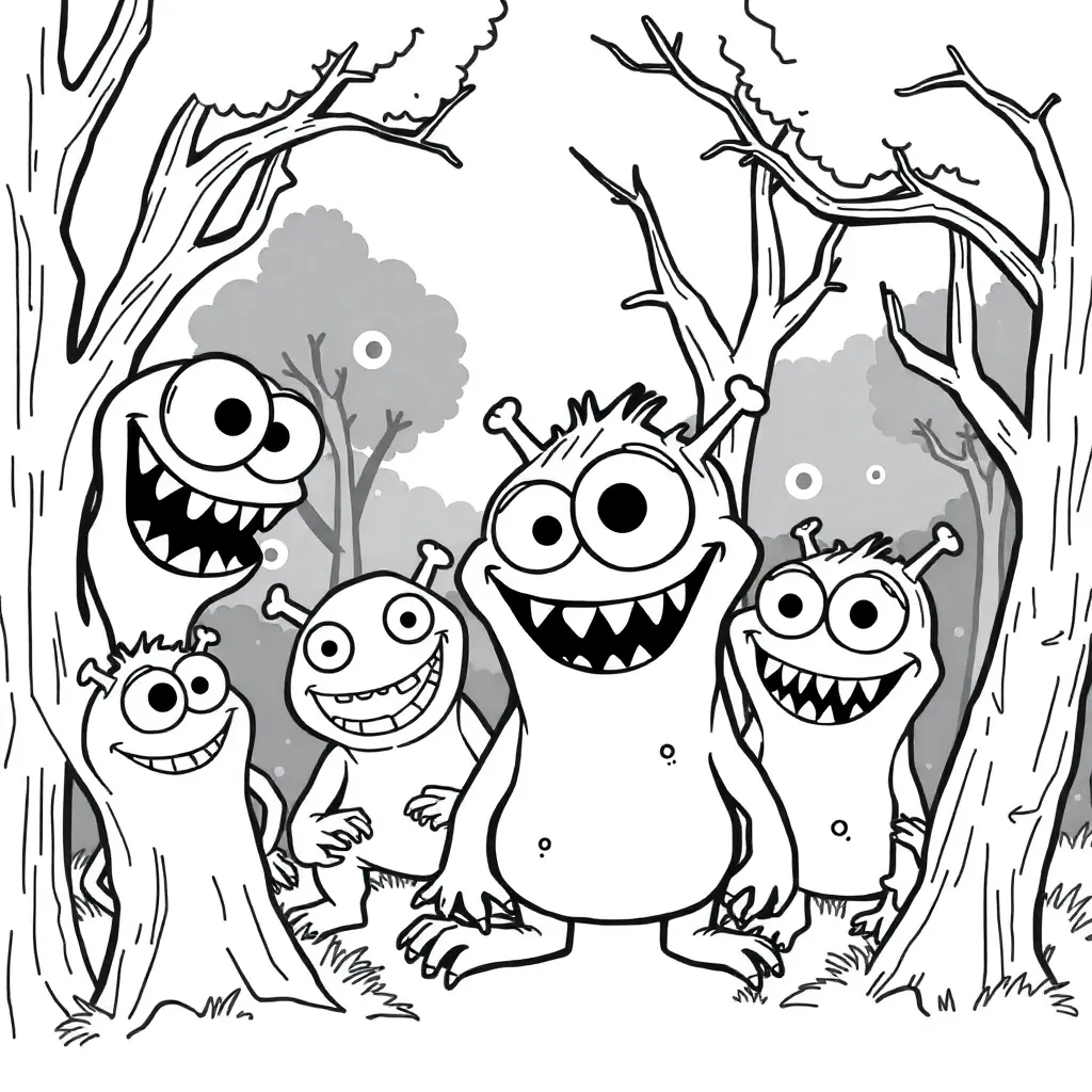 Monsters coloring page