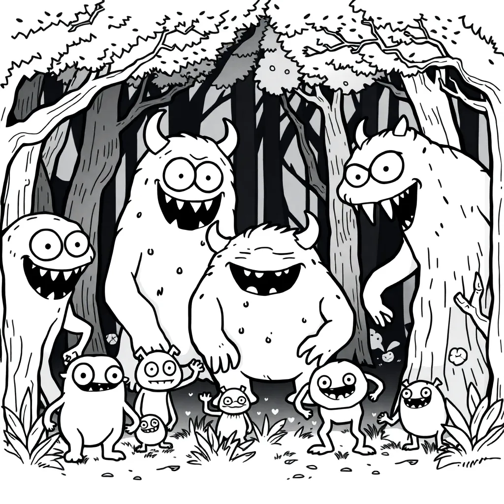 Monsters coloring page