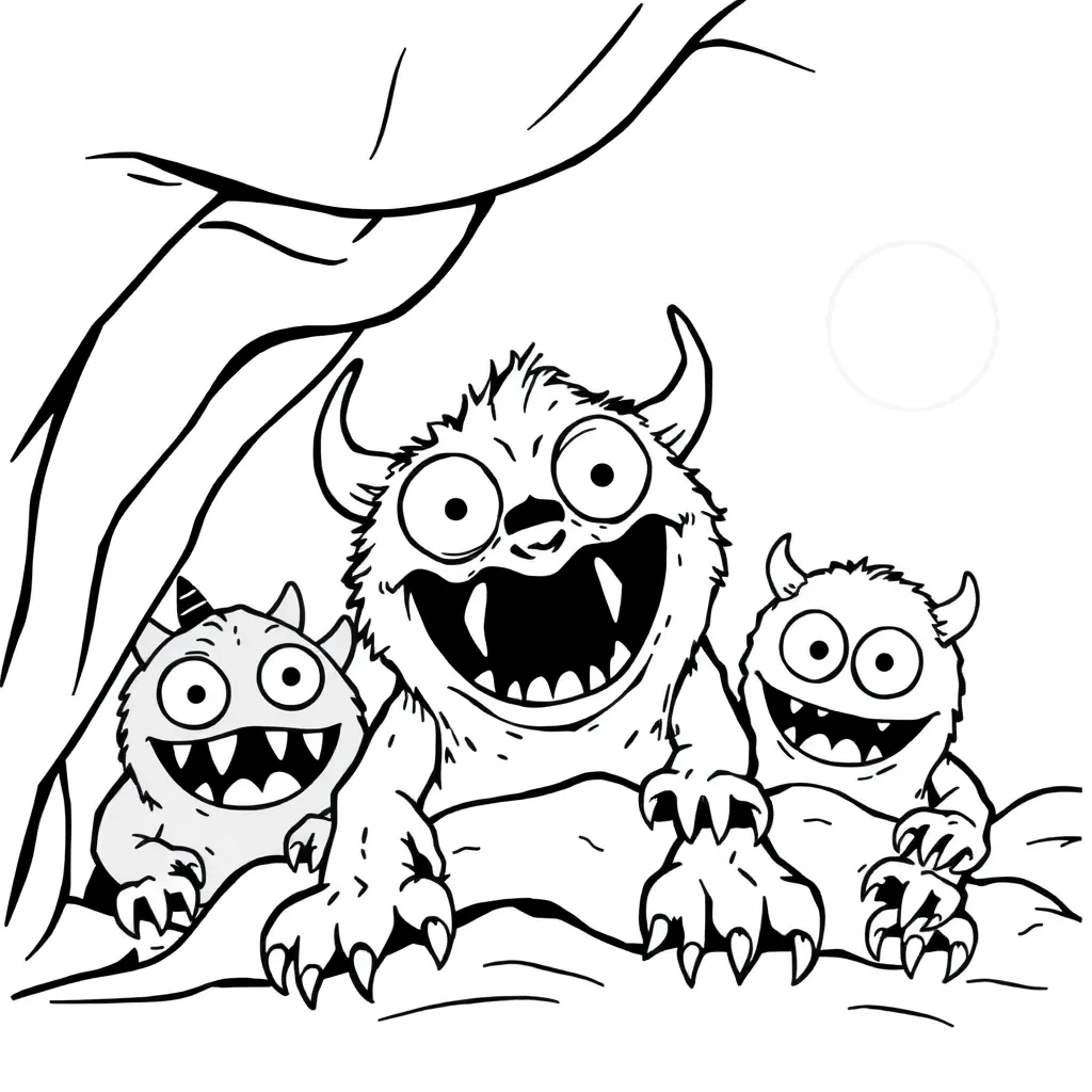 Monsters coloring page