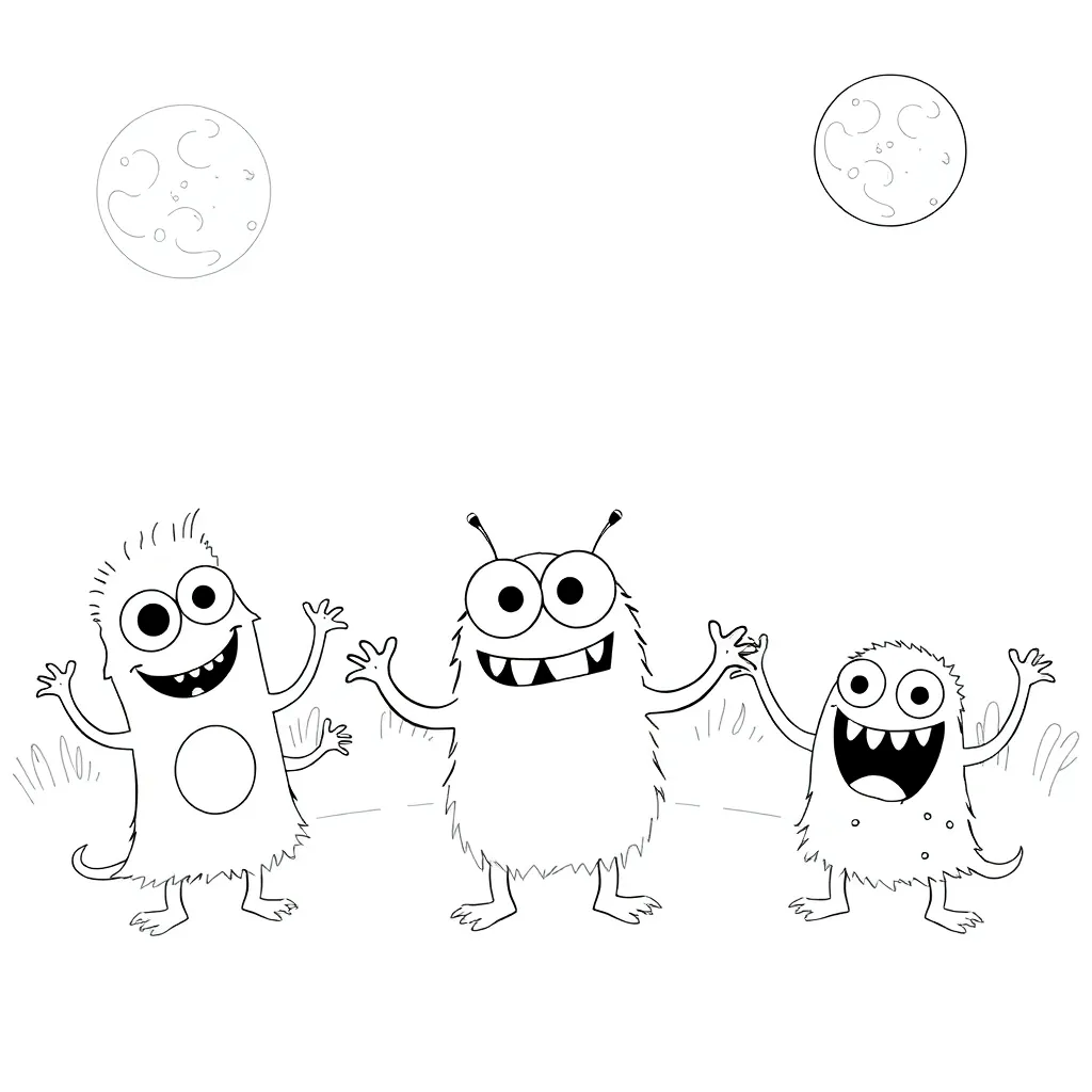 Monsters coloring page