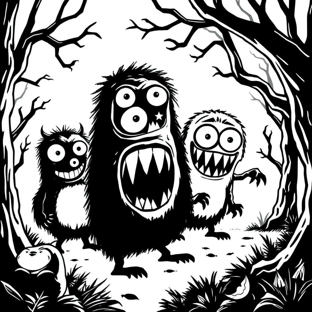Monsters coloring page