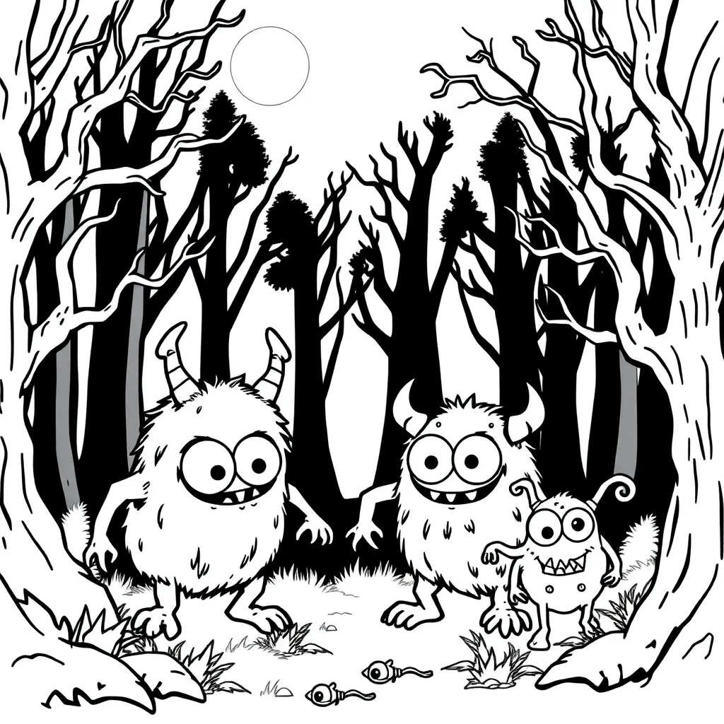 Monsters coloring page