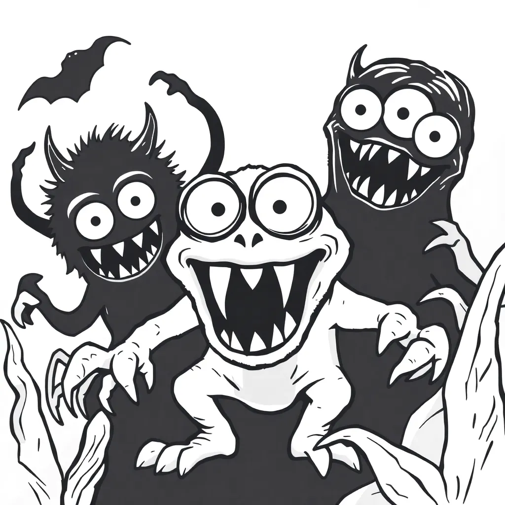 Monsters coloring page