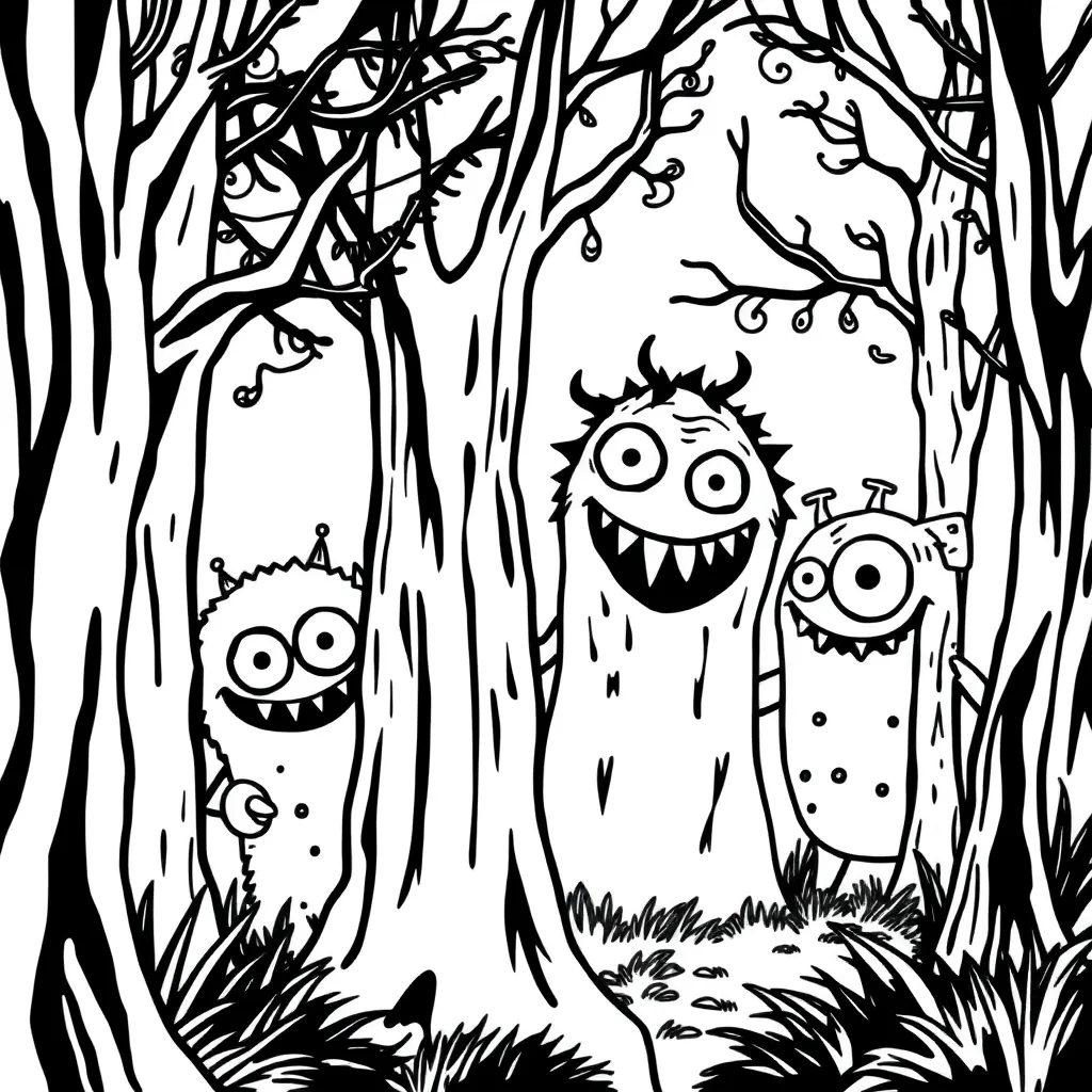 Monsters coloring page