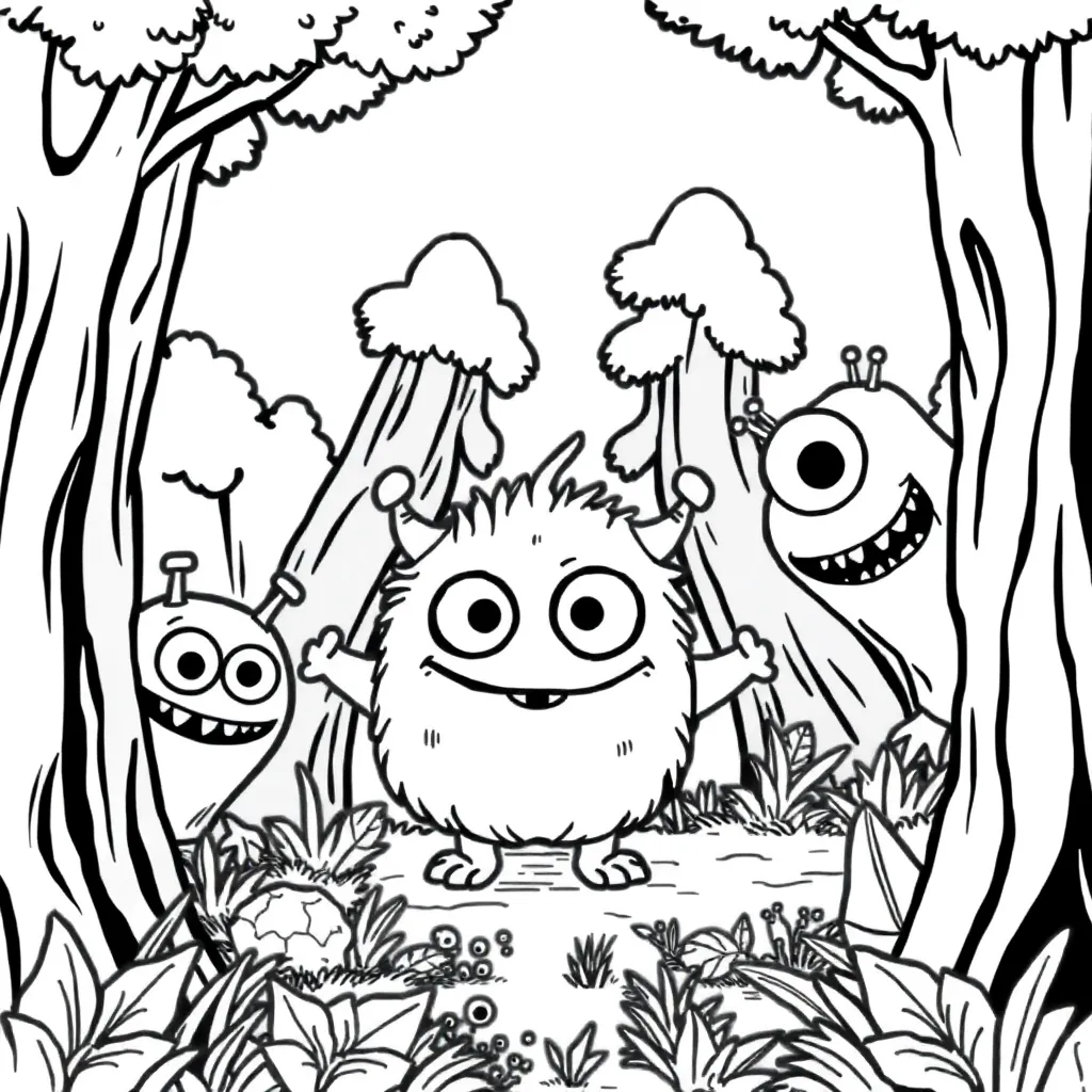 Monsters coloring page