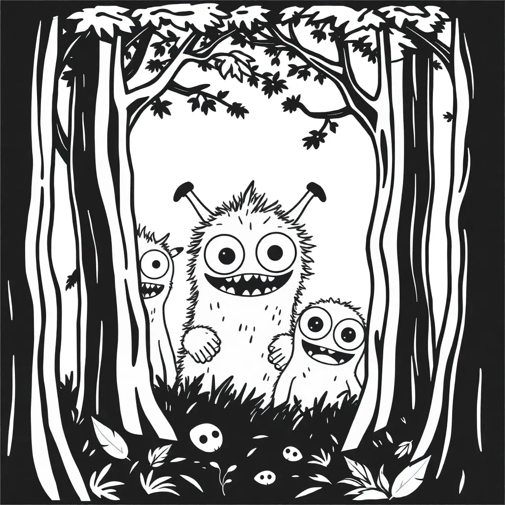 Monsters coloring page