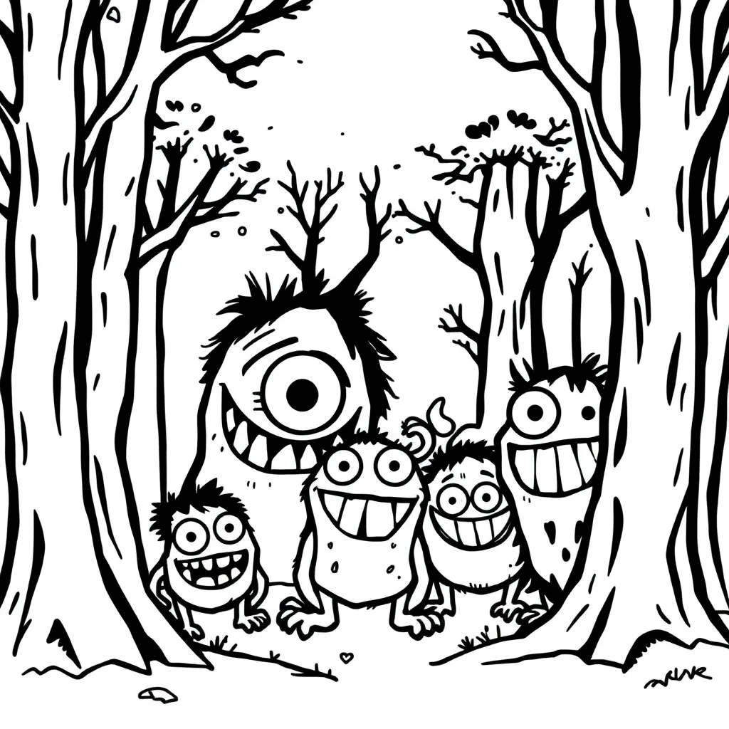 Monsters coloring page