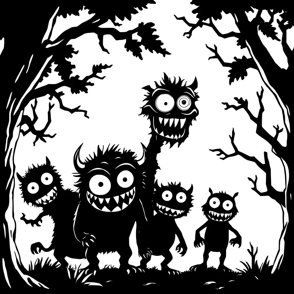 Monsters coloring page