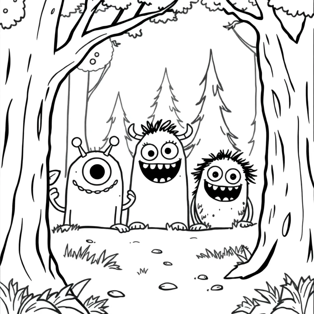 Monsters coloring page