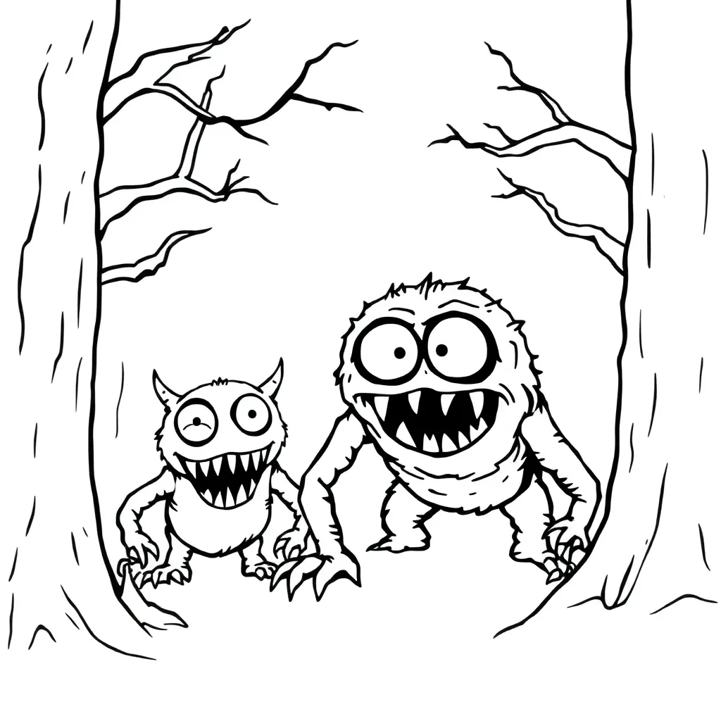 Monsters coloring page