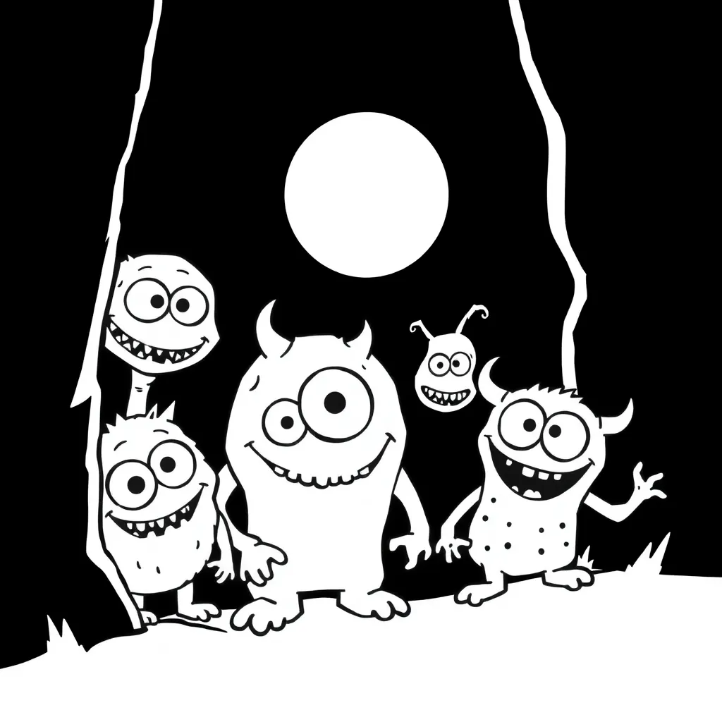 Monsters coloring page