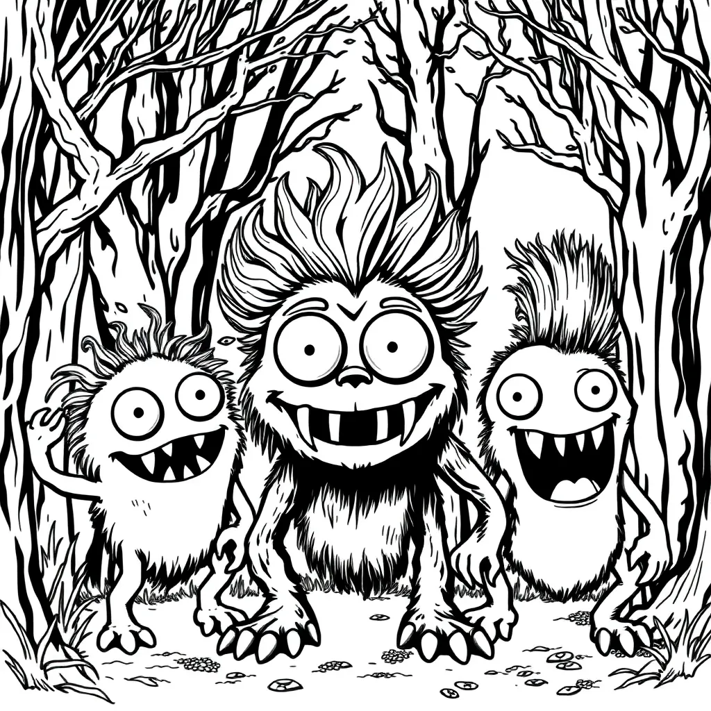 Monsters coloring page