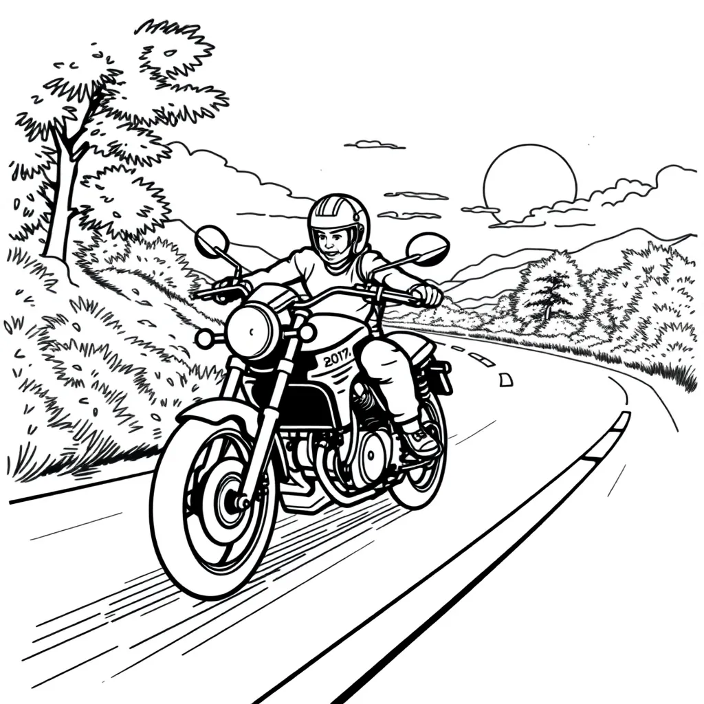 Motorbike coloring page