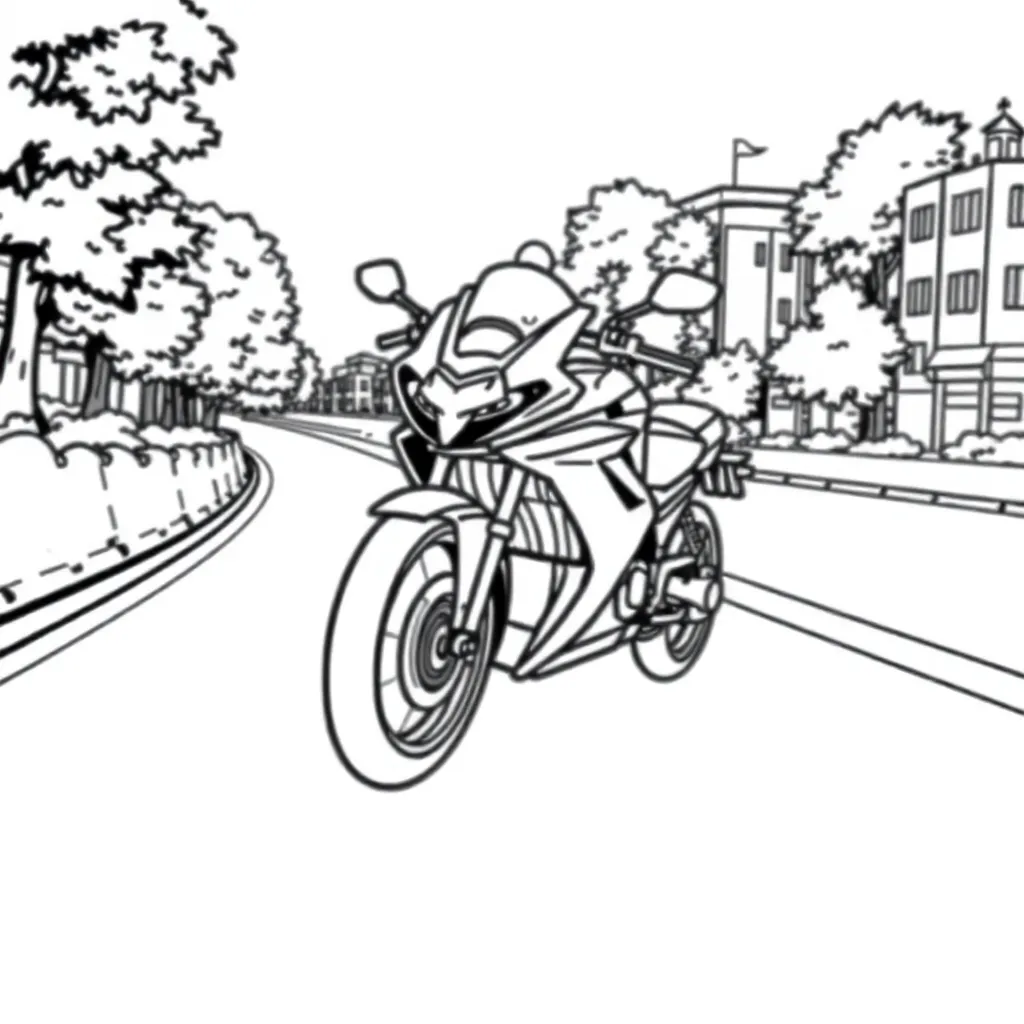 Motorbike coloring page