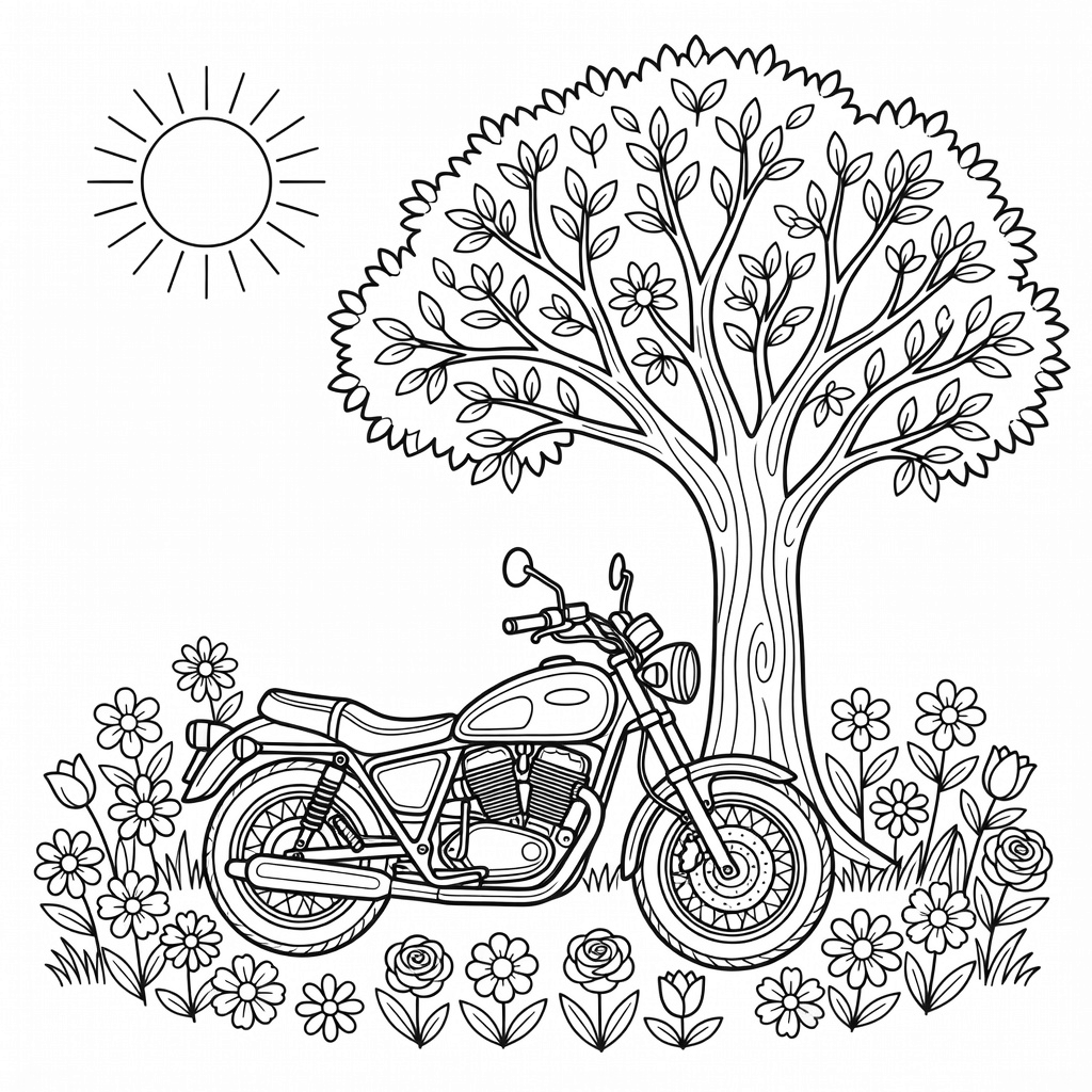 Motorbike coloring page