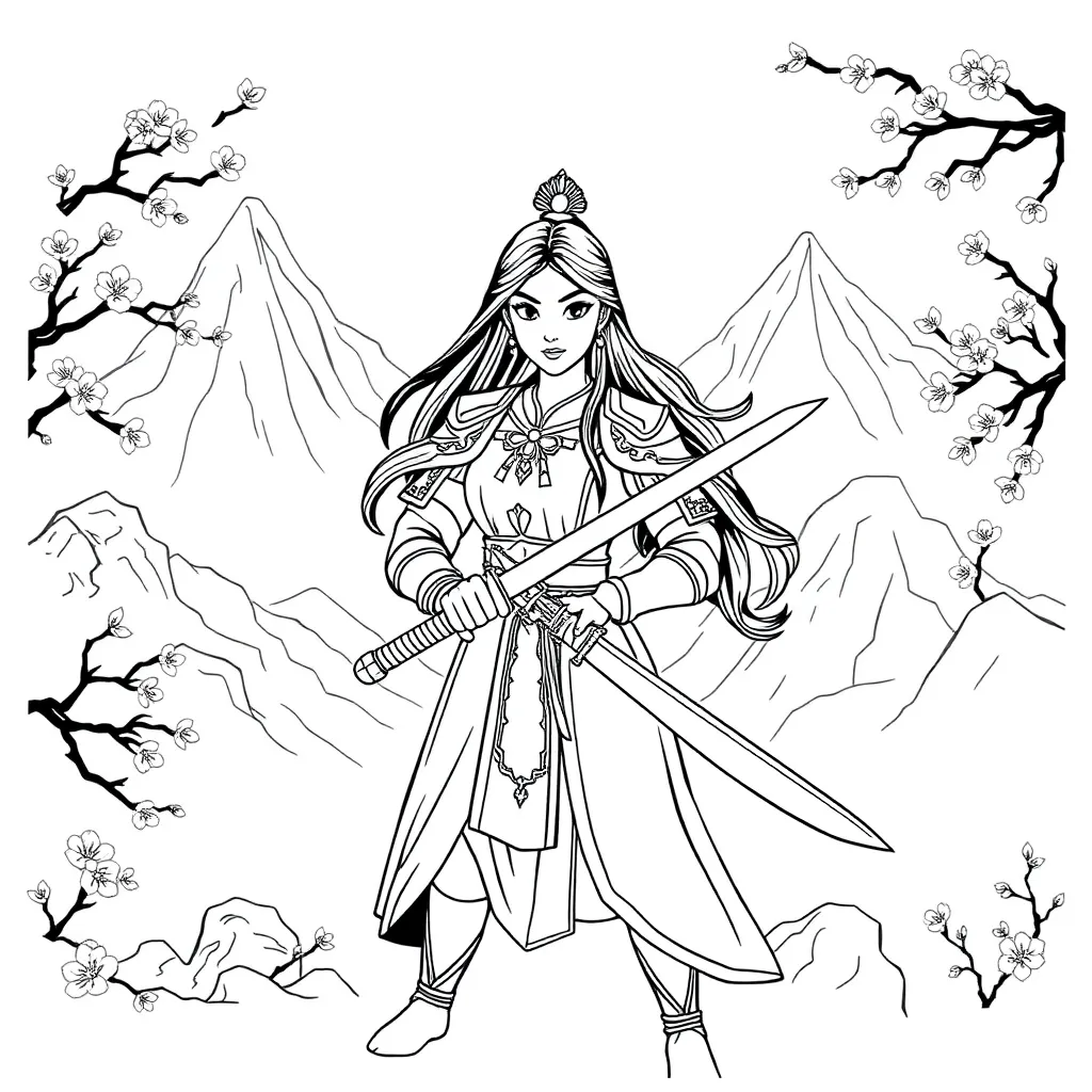 Mulan coloring page