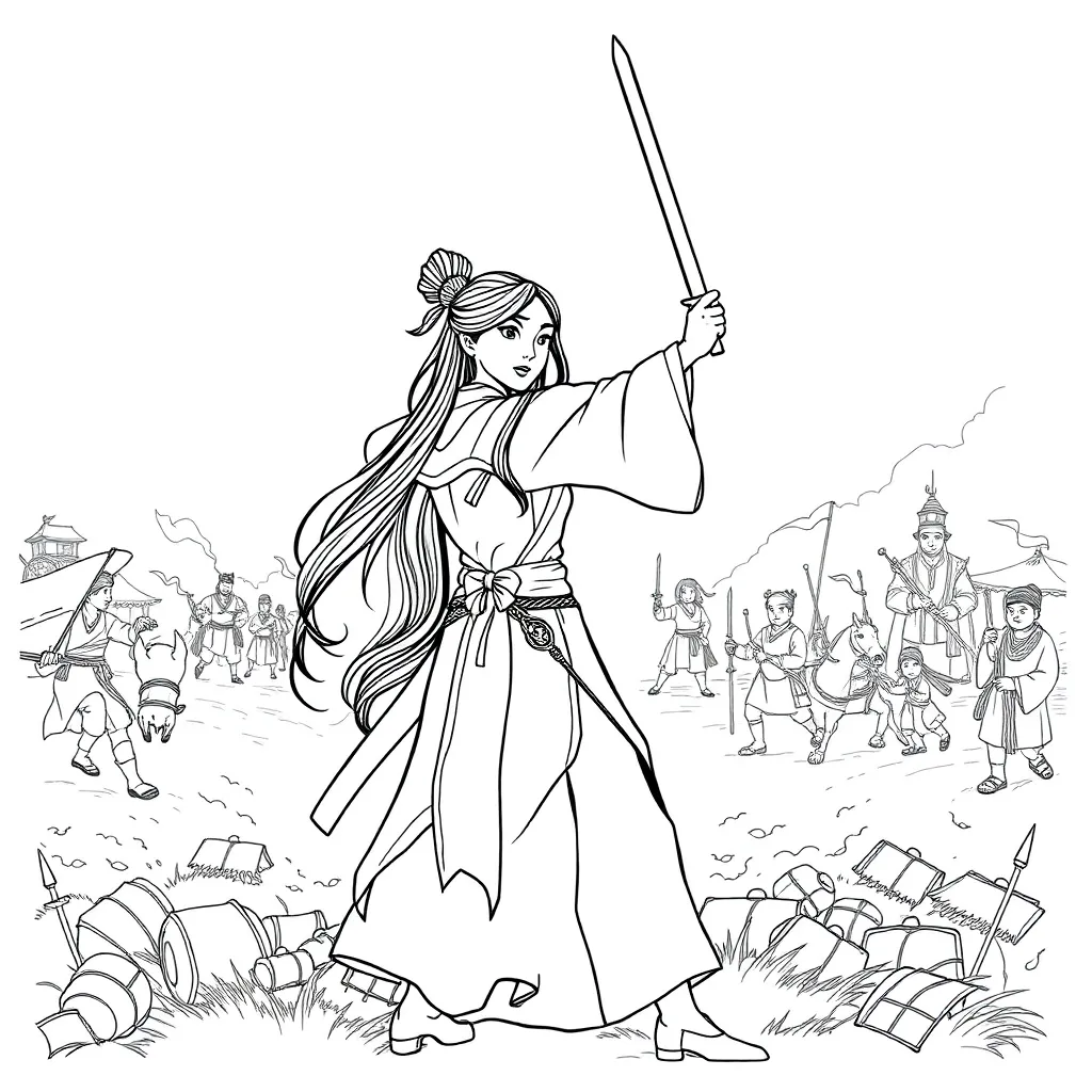 Mulan coloring page