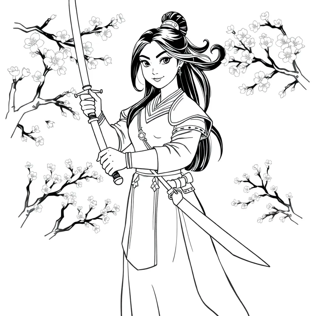 Mulan coloring page