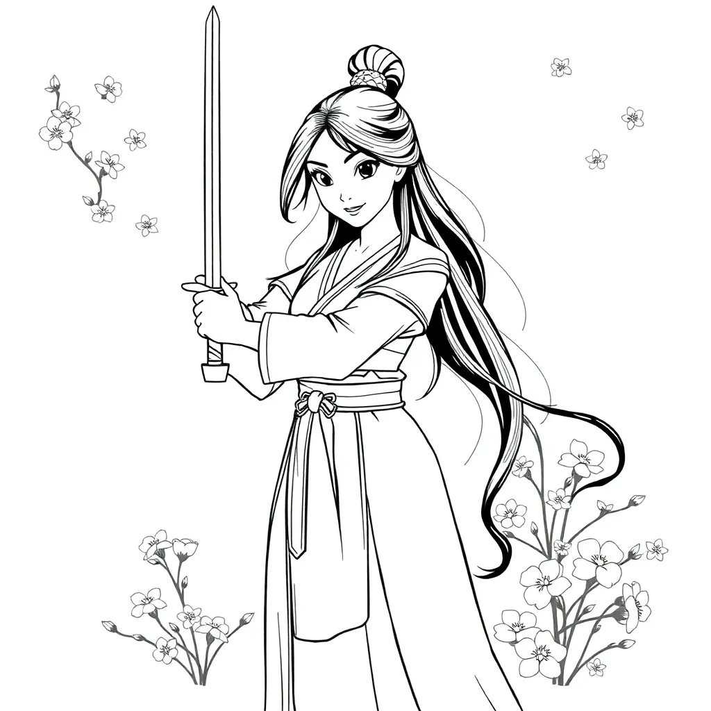 Mulan coloring page