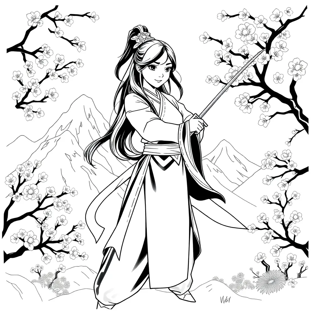 Mulan coloring page