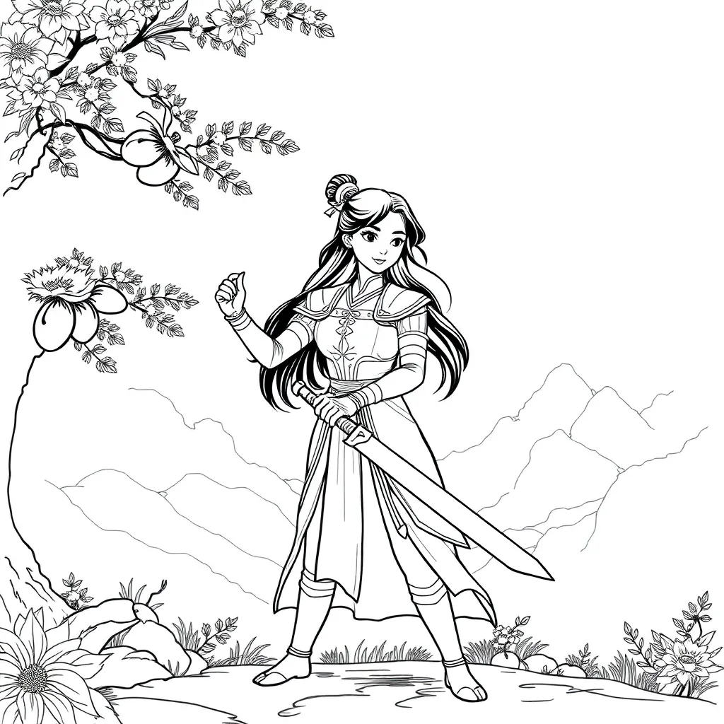 Mulan coloring page