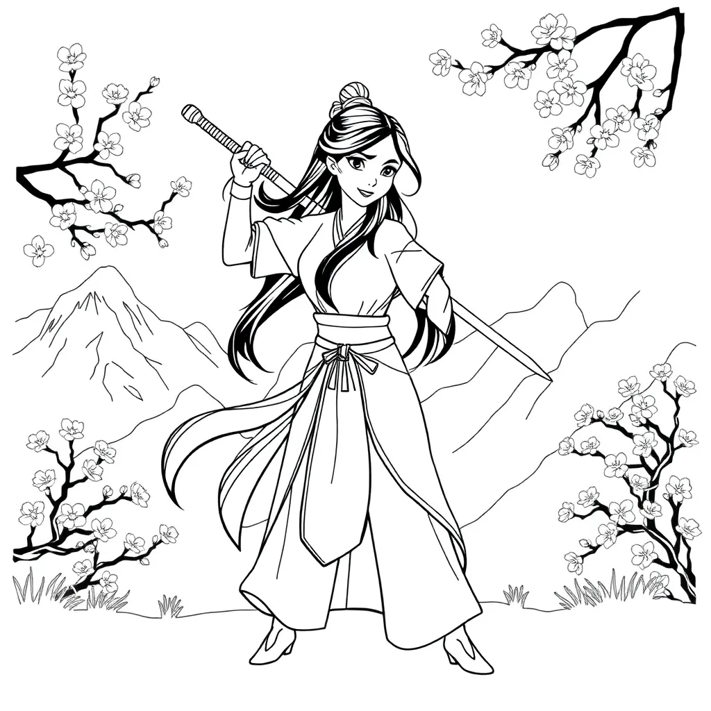 Mulan coloring page