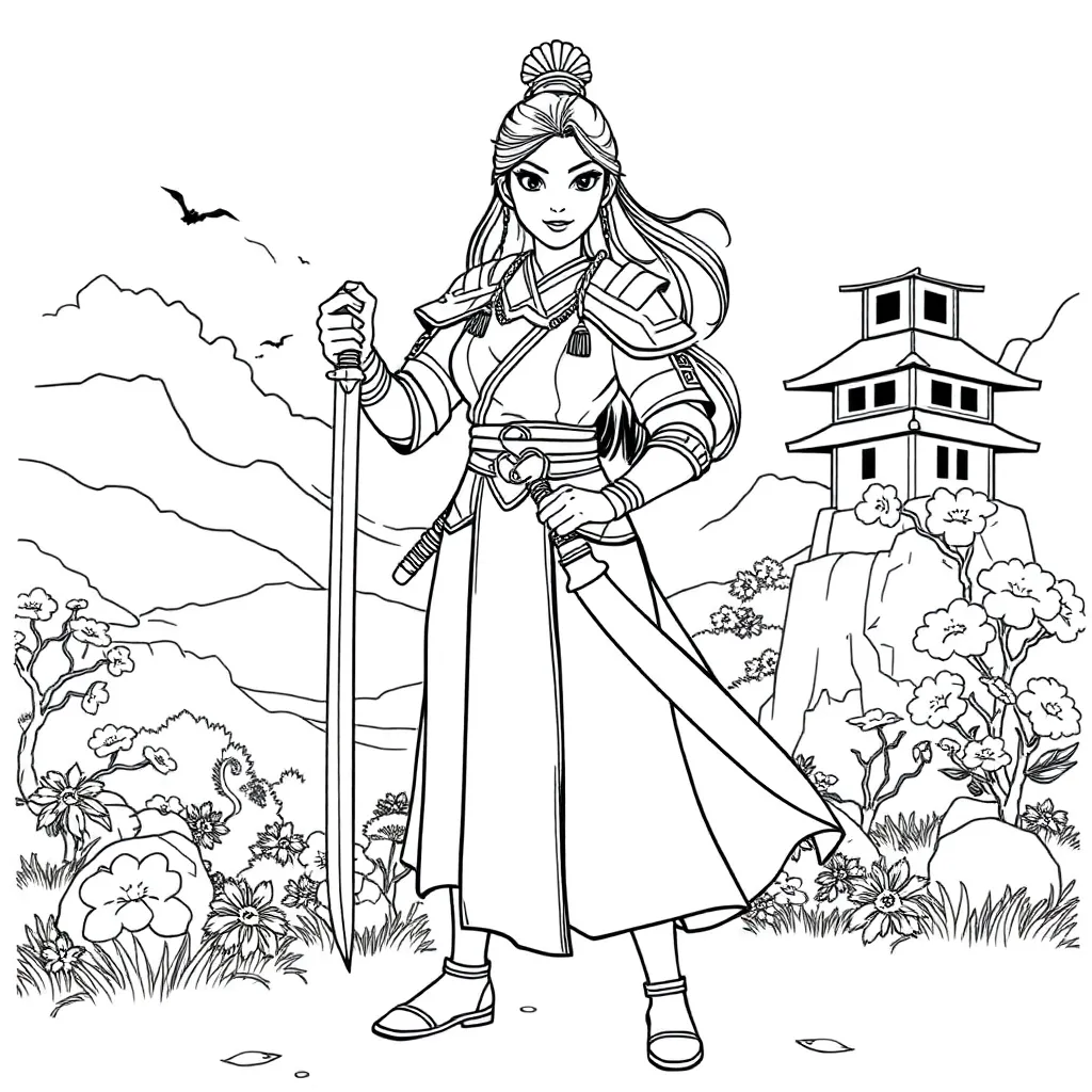 Mulan coloring page