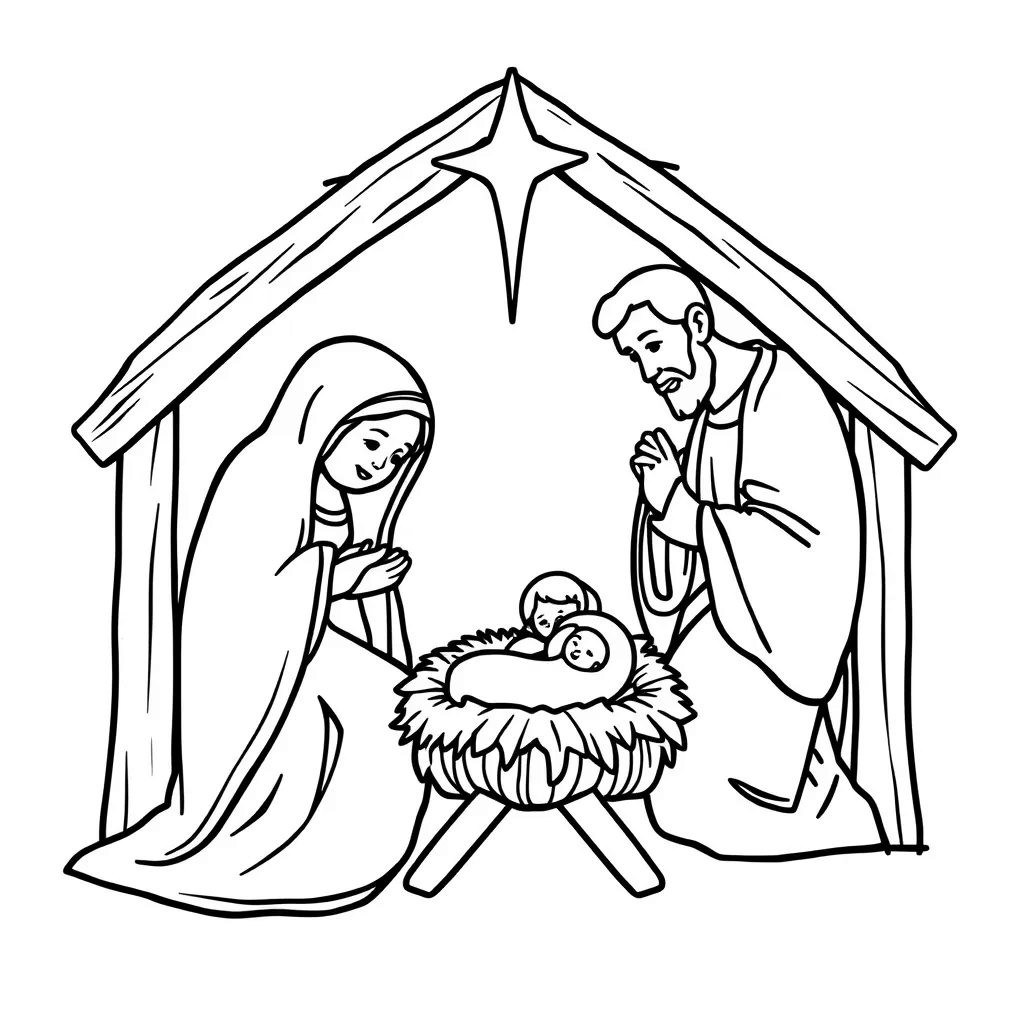Nativity coloring page