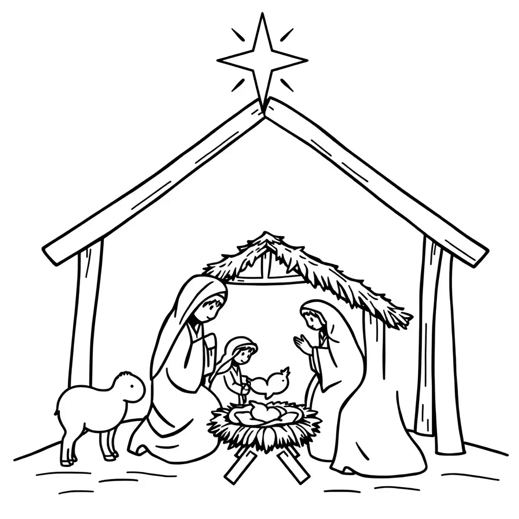 Nativity coloring page