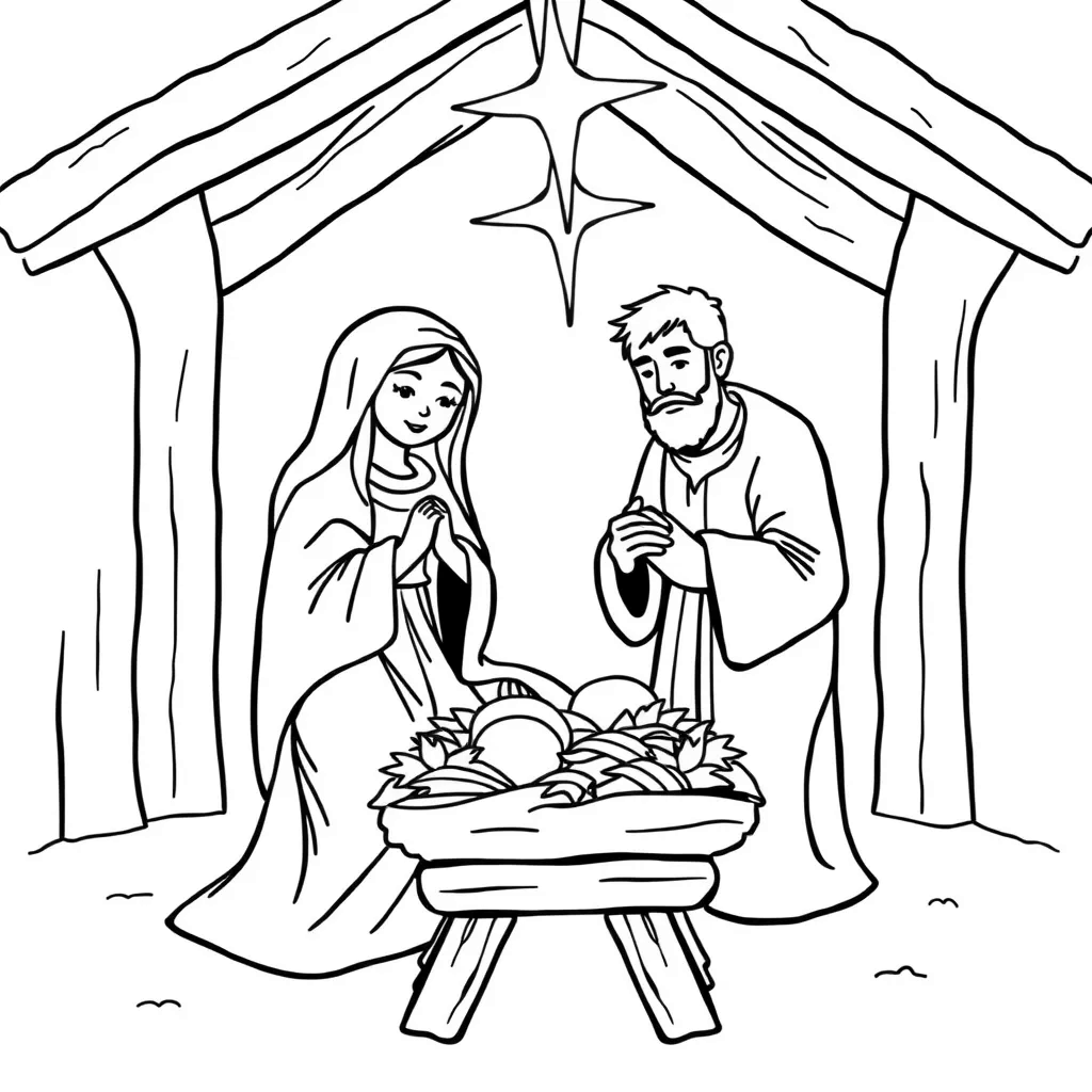 Nativity coloring page