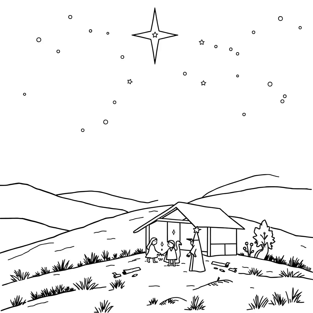 Nativity coloring page