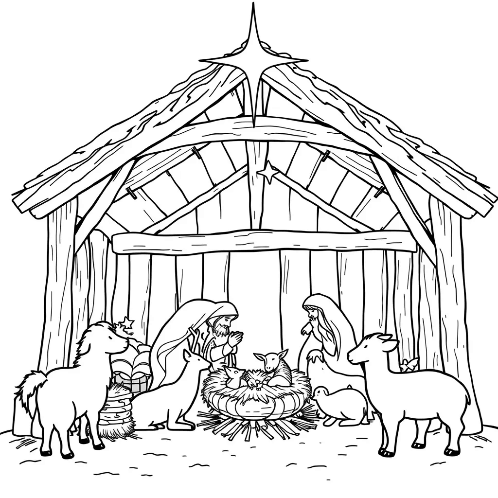 Nativity coloring page